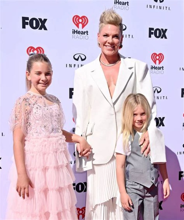 Pink & Daughter Willow, 8, Twin In Matching Striped Swimsuits — Adorable Photo 
