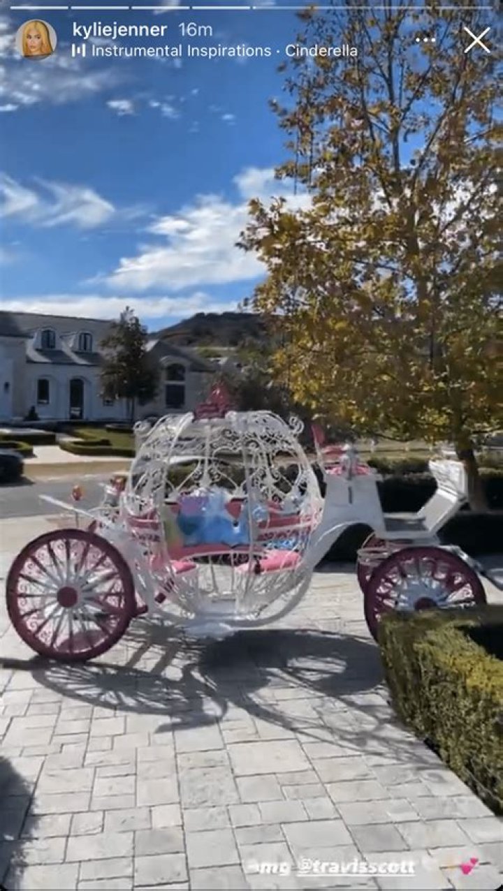 Travis Scott Gifts ‘Princess Stormi’ A Cinderella Carriage Filled With Dresses On XMas: See Pics & Video